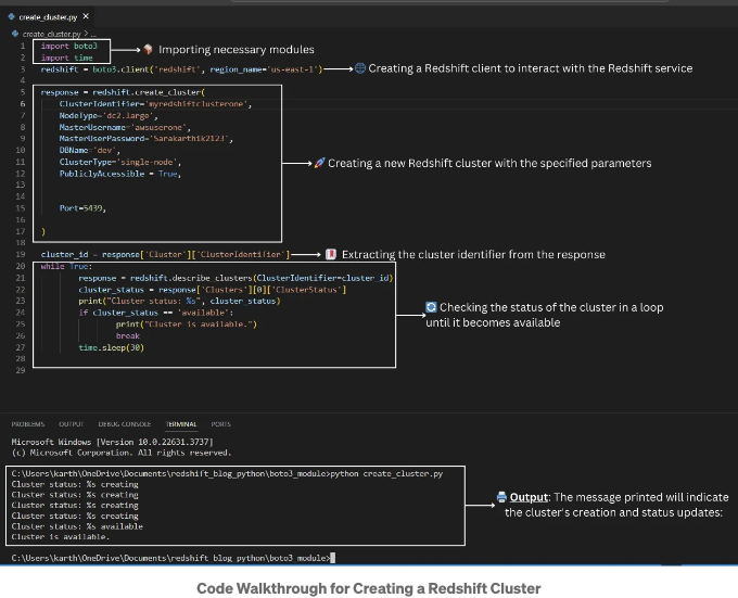 Redshift Cluster Creation