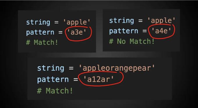 인터뷰 질문 apple과 a3e 문자열 매칭 방법