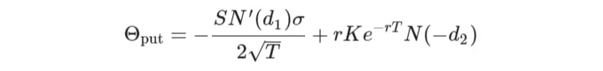 Theta for a put option on a non-dividend-paying stock